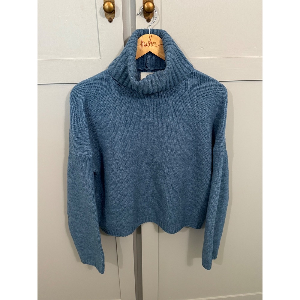 Abercrombie & Fitch Blue Marl Turtleneck Knit Sweater XS Dropped Shoulder